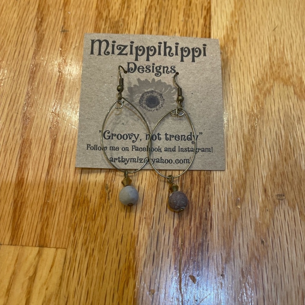 Mizippihippi Designs flat bronze drop earrings